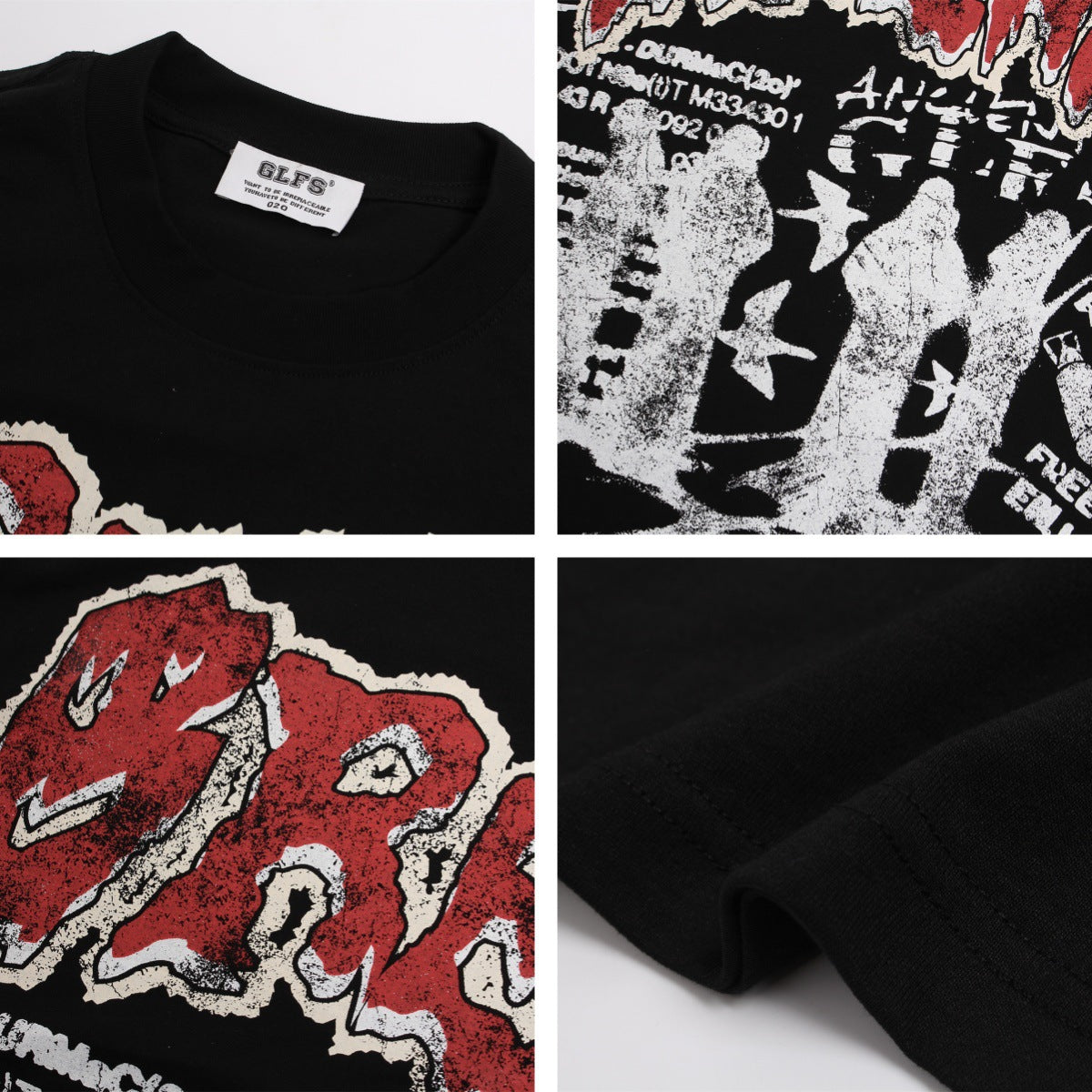 American-style Street Hip-hop Rock Band Letter-printed Short-sleeve Shirt