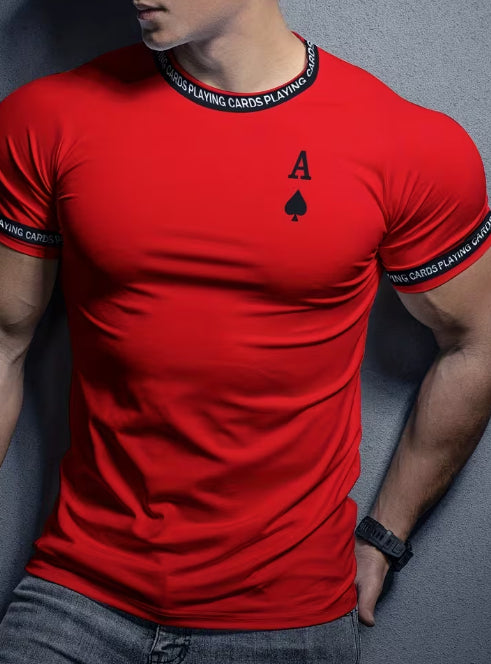 Athletic-style Mens Slim-fit Crewneck T-shirt