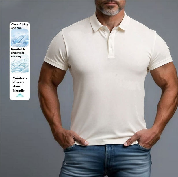 3D Turn-Down Collar Solid Color Men's Short-Sleeve Polo Shirt