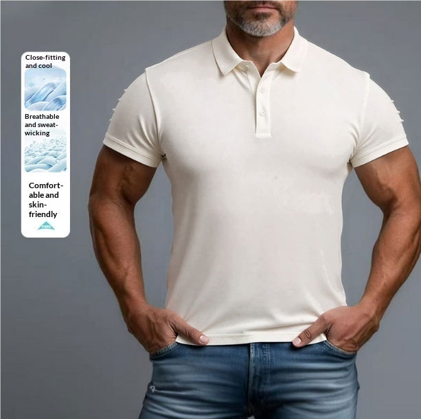 3D Turn-Down Collar Solid Color Men's Short-Sleeve Polo Shirt