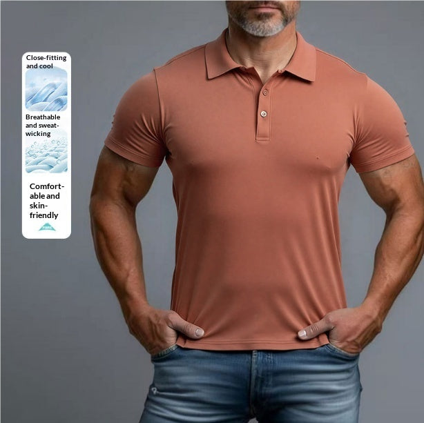 3D Turn-Down Collar Solid Color Men's Short-Sleeve Polo Shirt