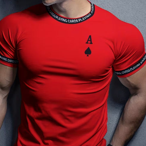 Athletic-style Mens Slim-fit Crewneck T-shirt